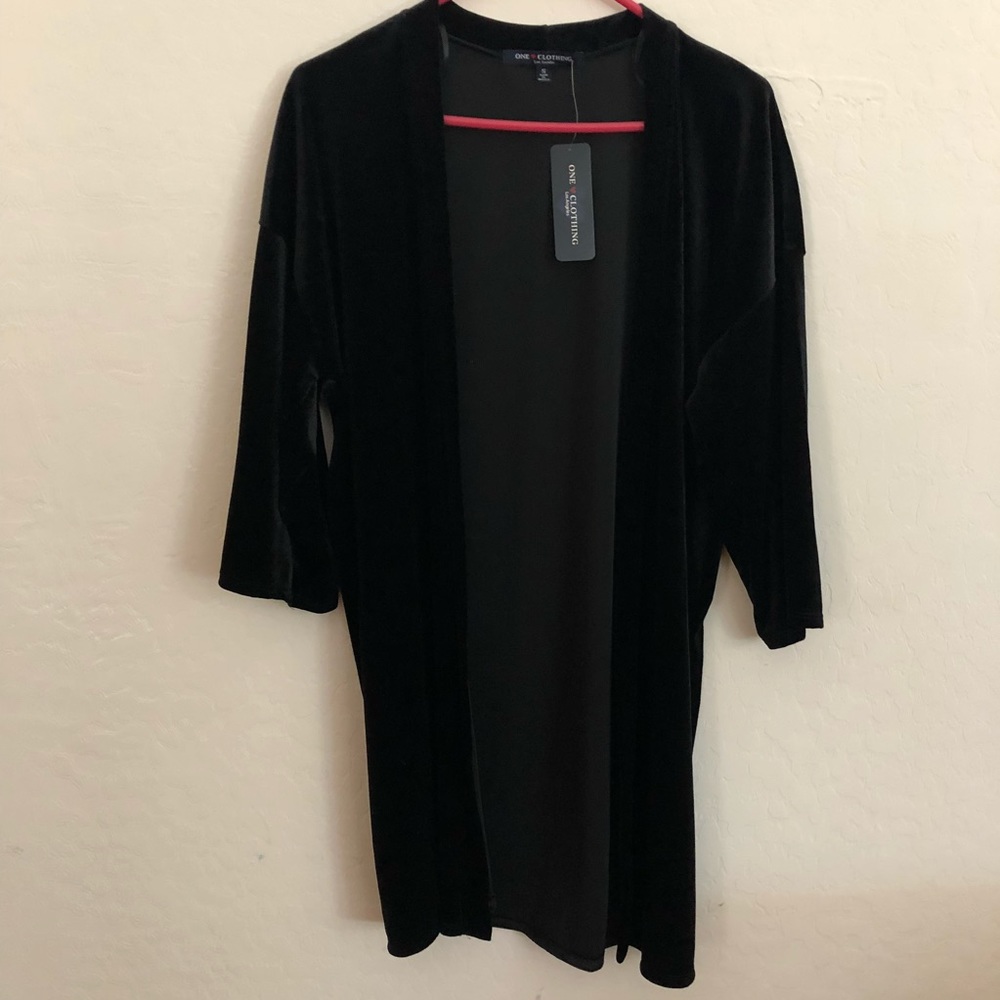 Velour 3/4 Sleeve Cardigan